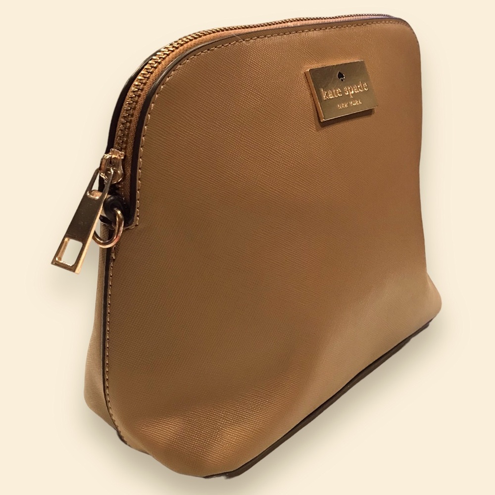 kate spade ♠️ Tan Coated Canvas Oversized Clutch / Wristlet (read description) - Picture 2 of 8